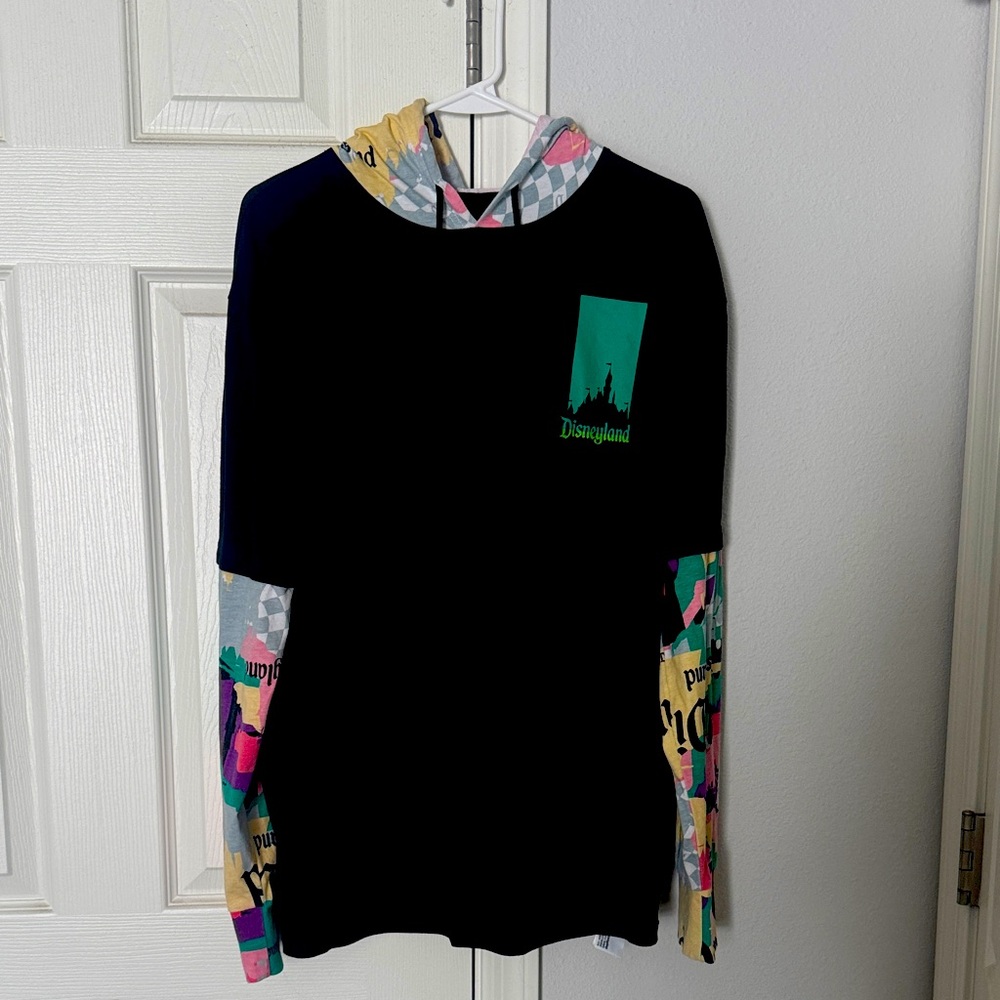 Disneyland Black and Multicolor Graphic Hoodie